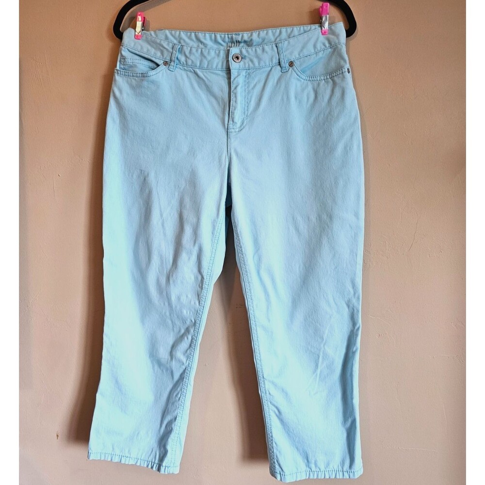 J. Jill Wide Leg Crop Pants Robin Egg Blue Womens Size 10P Authentic Fit